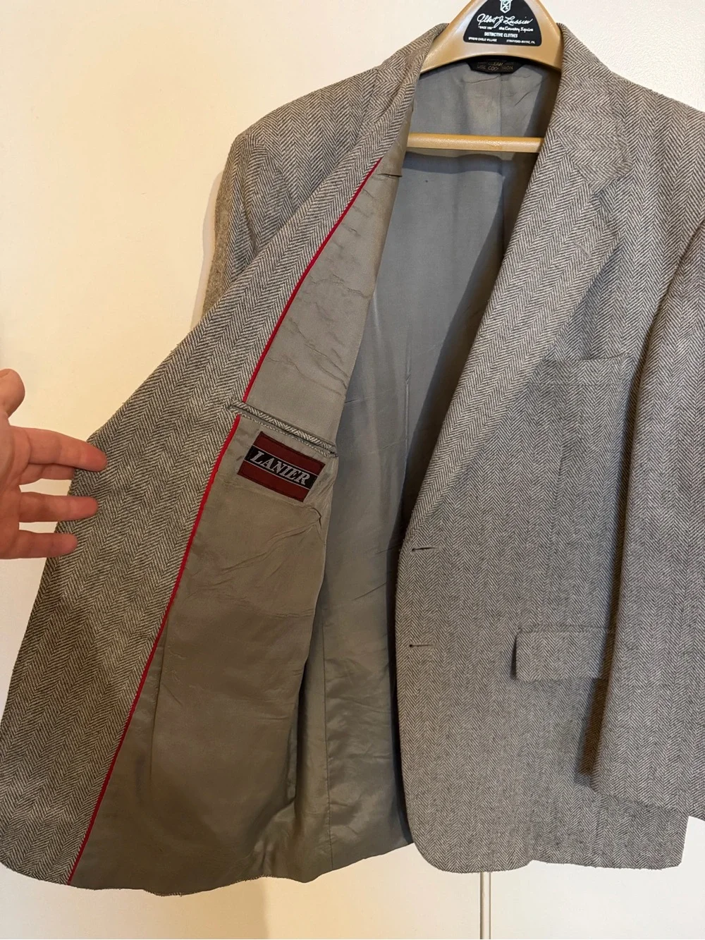 Men's Tweed Sport Coat - Neutral Gray Brown Herringbone